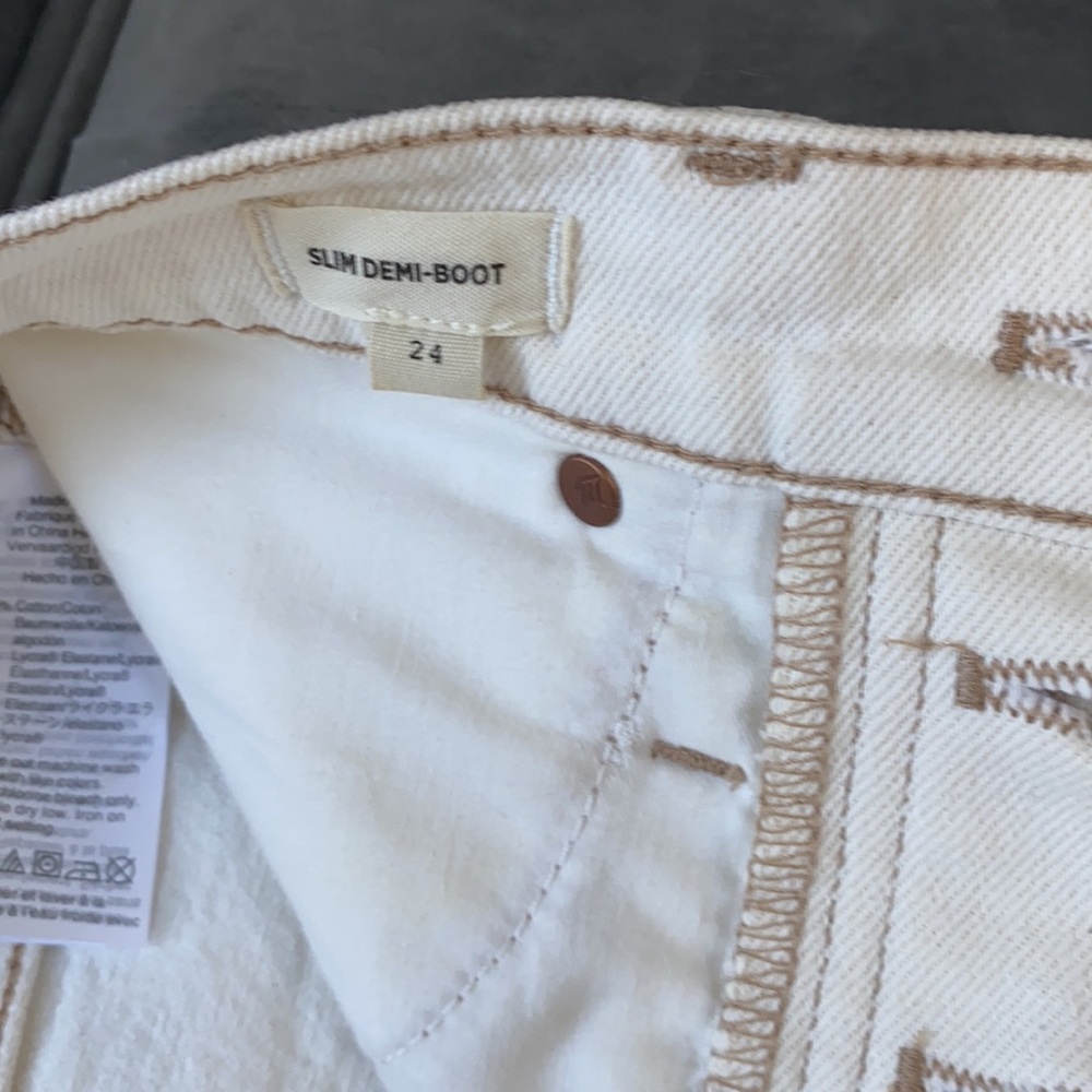 MADEWELL slim demi boot cut jean in off-white cream size 24 0 2 - Picture 5 of 7